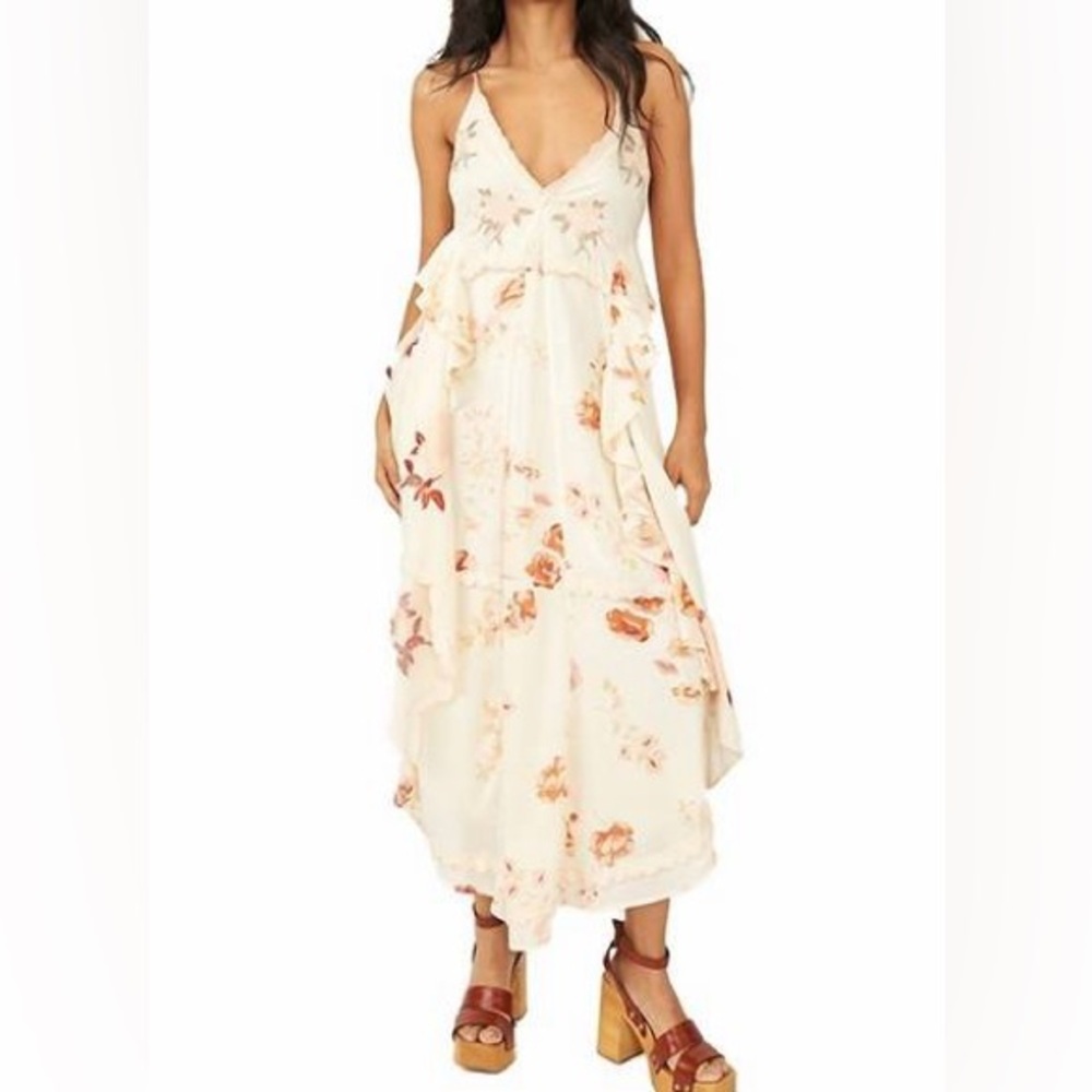 NWT Free People Audrey’s Embroidered Floral Sleeveless Midi Dress